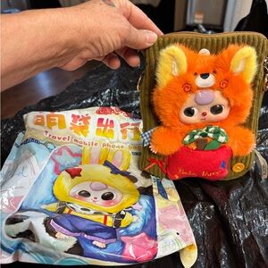 Baby three Cute fox and corduroy  Plush Phone Bag